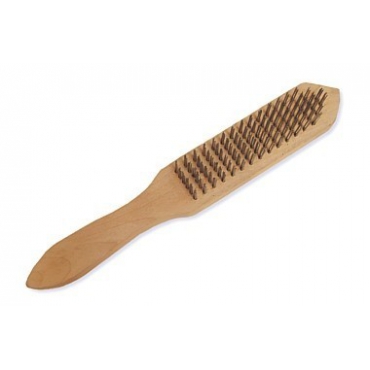 Brosse métallique manche en bois 4 rangs